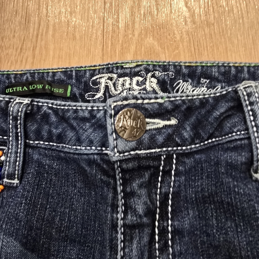 Rock 47 Wrangler Denim Jeans, Ultra Low Rise, 7/8 X 34, Womens - Picture 5 of 13